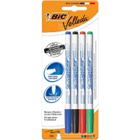 Bic Velleda 1721 Pack de 4 Rotuladores para Pizarra, Punta Fina, Trazo de 1.6mm, Borrado facil, Varios colores