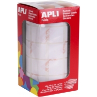 Apli Gomets Cuadrados Blancos - 20x20mm - 59 Hojas Pretroqueladas - 1770 Gomets por Rollo - Ideal para Actividades Infantiles - 