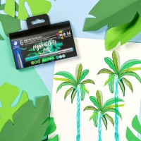 Pack de 6 Rotuladores Staedtler 371 Punta de Pincel Suave, Colores Vivos y Brillantes