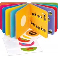 Apli Libro de Pegatinas Educativo Numeros - Tamaño 100x100x40 - 10 Paginas de Carton Rigido 3mm - 5 Hojas de Gomets Removibles -