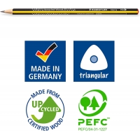 Staedtler Noris 183 Pack de 3 Lapices de Grafito Triangulares, Dureza 2HB