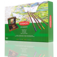 Derwent Academy Caja de Madera con 12 Lapices de Colores, 12 Lapices de Colores Acuarelables, 6 Lapices de Grafito para Bocetos,