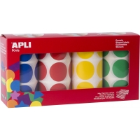Apli Gomets Redondos Ø 33mm - Pack de 4 Rollos con 2832 Gomets - Adhesivo Permanente - Ideal para Desarrollar Habilidades en Gua