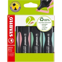 Stabilo Green Boss Pastel Pack de 4 Marcadores Fluorescentes, Trazo 2-5mm, Colores Surtidos Pastel