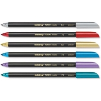 Edding 1200 Metallic Pack de 6 Rotuladores, Trazo 1mm, Colores Oro, Plata, Rojo, Azul, Violeta y Verde Metaliza
