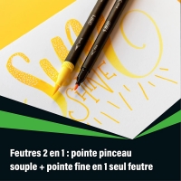 Bic Intensity Dual Tip Pack de 12 Rotuladores Doble Punta, Punta de Pincel + Punta Fina