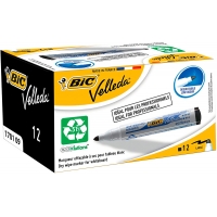Bic Velleda 1701 ECOlutions Marcadores para Pizarra, Punta Redonda, Trazo de 1.5 mm, Tinta base alcohol, Borrado facil, Negro