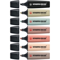 Stabilo Boss Naturecolors Pack de 8 Marcadores, Trazo 2-5mm, Colores Siena, Beige, Ocre Oscuro, Gris Calido, Verde Barro,