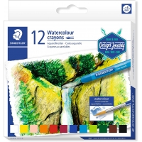 Staedtler Crayones Acuarelables 223 Pack de 12 Lapices de Cera, Muy Opacos