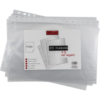 MKtape Pack de 25 Fundas Multitaladro Portadocumentos, FOLIO, 0.5 Micras, Color Transparente