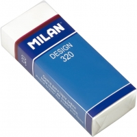 Milan Nata 320 - Pack de 2 Gomas de Borrar Rectangulares , Faja de Carton Azul, Todo tipo de Superficies, Color Blanco