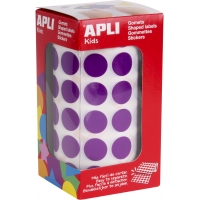 Apli Gomets Redondos Lila Ø 15mm - 59 Hojas Pretroqueladas - 2832 Gomets por Rollo - Adhesivo Base Agua - Normas EN-71 y FSC - D