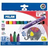 Milan Pack de 12 Rotuladores Maxi, Punta Conica 7.5mm