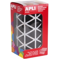 Apli Gomets Triangulares Negros - Tamaño 20 x 20 x 20mm - Adhesivo Permanente - 2832 Gomets por Rollo - Ideal para Escuelas y Ta
