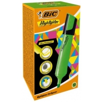 Caja de 10 Bic Marking Highlighter Flat Marcador Fluorescente, Punta Biselada, Verde