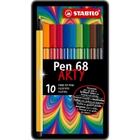 Stabilo Pen 68 Arty Caja Metalica de 10 Rotuladores, Punta de Fibra, Trazo 1mm