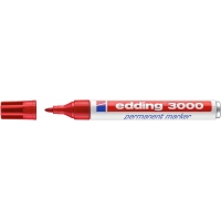 Edding 3000 Rotulador Permanente, Punta Redonda de 1.5mm, Trazo entre 1.5 y 3mm, Seca rápido, Rojo