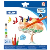 Milan Pack de 24 Lapices Triangulares Acuarelables + Pincel, Mina 2.9mm