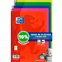 Pack de 5 Cuadernos Oxford Classic Espiral Folio Cuadriculado 4x4mm 80 Hojas Tapa de Plastico Colores surtidos