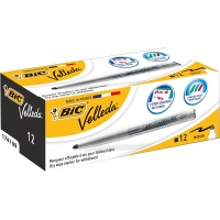 Bic Velleda 1741 Marcador para Pizarra, Punta de 4.5 mm, Trazo 1.4mm, Tinta base acetona, Borrado facil, Negro