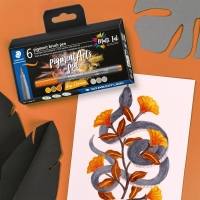 Pack de 6 Rotuladores Staedtler 371 Punta de Pincel Suave, Colores Vivos y Brillantes