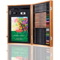 Derwent Academy Caja de Madera con 12 Lapices de Colores, 12 Lapices de Colores Acuarelables, 6 Lapices de Grafito para Bocetos,