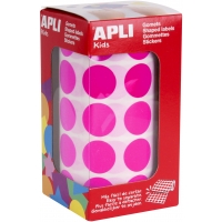 Apli Gomets Redondos Fucsia Ø 20mm - 59 Hojas Pretroqueladas - 1770 Gomets por Rollo - Ideal para Escuelas y Talleres Infantiles