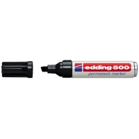 Edding 500 Rotulador Permanente, Punta Biselada, Trazo entre 2 y 7 mm, Secado Instantaneo, Negro