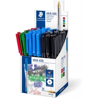Pack de 50 boligrafos Staedtler Stick 430, Punta 0.35mm, Tinta Endeleble, Colores Surtidos