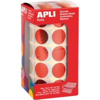 Apli Gomets Redondos Ø 20mm Rojo Metalizado - 59 Hojas Pretroqueladas - 1770 Gomets por Rollo - Ideal para Actividades Creativas