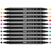 Milan Pack de 10 Rotuladores Bicolor Doble Punta, Punta Conica 5mm