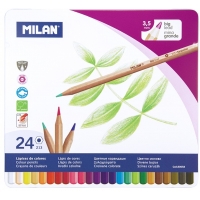 Milan Pack de 24 Lapices Hexagonales de Colores, Mina gruesa 3.5mm