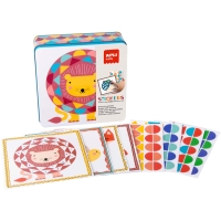 Apli Juegos de Gomets Leon - Incluye 16 Laminas y 14 Hojas de Gomets Removibles - Estimula la Psicomotricidad Fina y el Pensamie