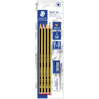 Staedtler Noris 120 Pack de 4 Lápices 2HB + 1 Goma de Borrar Rasoplast + 1 Sacapuntas