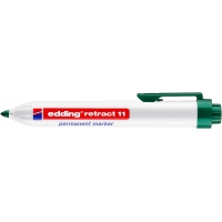 Edding Retract 11 Rotulador Permanente Retractil, Trazo entre 1.5 y 3mm, Seca rápido, Verde