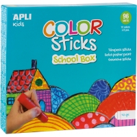 Apli Color Sticks Temperas Solidas, Caja de 96 Unidades de 10g Ideales para Escuelas y Colectivos