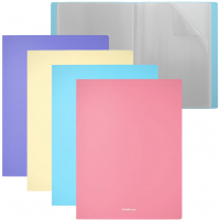 Pack de 4 Carpetas con Fundas Erichkrause Matt Pastel, 20 Fundas A4, Colores Surtidos