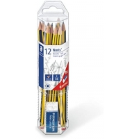 Staedtler Noris 120 Pack de 12 Lápices + Goma de Borrar, Dureza HB Ultrarresistente de 2mm