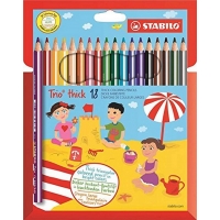 Stabilo Trio Thick Pack de 18 Lapices de Colores, Mina de 4.2mm, Forma Triangular