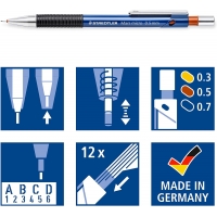 Staedtler Mars Micro - Pack Portaminas 0.5mm + 1 Tubo de 12 Minas, Minas HB
