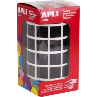 Apli Gomets Cuadrados Negros - 15 x 15mm - 59 Hojas Pretroqueladas - 2832 Gomets por Rollo - Ideal para Escuelas y Talleres Infa