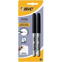 Bic Marking Textile Pack de 2 Rotuladores Permanentes para Ropa, Punta Ultrafina 0.9mm, Lavados hasta 90º, Tinta base alcohol, N