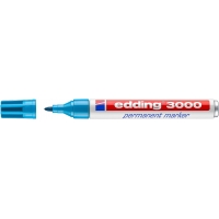 Edding 3000 Rotulador Permanente, Punta Redonda de 1.5mm, Trazo entre 1.5 y 3mm, Seca rápido, Azul Claro
