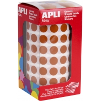 Apli Gomets Redondos Marron Ø 10.5mm - 59 Hojas Pretroqueladas - 5192 Gomets por Rollo - Ideal para Escuelas y Talleres Infantil
