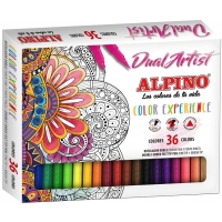 Alpino Dual Artist Color Experience Pack de 36 Rotuladores, Doble Punta (Fine Liner de 0.7 mm y Pincel de 2.9 mm)
