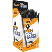 Caja de 50 Bic Cristal Large, Punta Gruesa 1.6mm, Trazo 0.60mm, Negro