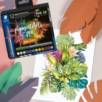 Staedtler 371 Pack de 12 Rotuladores Punta de Pincel Suave, Colores Vivos y Brillantes, Nue