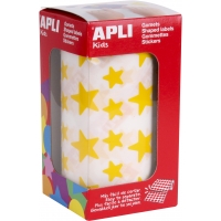 Apli Gomets Estrella Amarillos - 12.5mm y 19.5mm - Adhesivo Permanente - 2360 Gomets por Rollo - Ideal para Desarrollar Habilida
