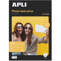 Apli Papel Fotografico Bestprice A4 140gr - Acabado Brillante - 100 Hojas