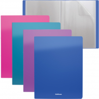 Erichkrause Pack de 4 Carpetas con Fundas Matt Vivid, 20 Fundas A4, Colores Surtidos
